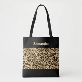 Monogram Gold Black Leopard Print Cheetah Animal