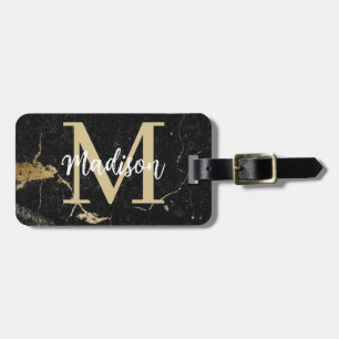 Monogram Gold Black Marble Gepäckanhänger