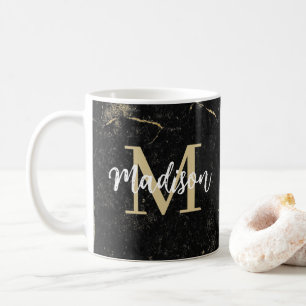 Monogram Gold Black Marble Kaffeetasse