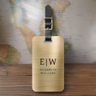 Monogram Gold Brushed Metallic Elegant Gepäckanhänger