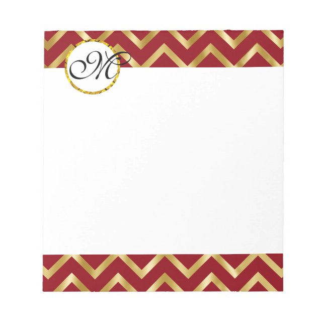 Monogram gold burgundwhite beruflich notizblock (Vorderseite)
