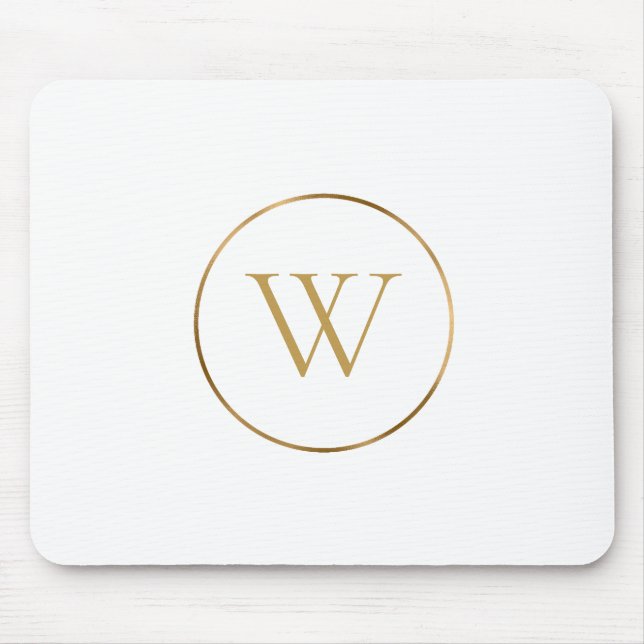 Monogram Gold Chic Trendweiß Mousepad (Vorne)