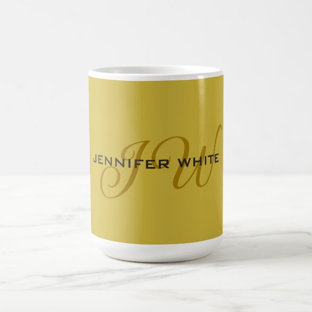 Monogram Gold Color Schlicht Modern Minimalistisch Kaffeetasse (Mittel)