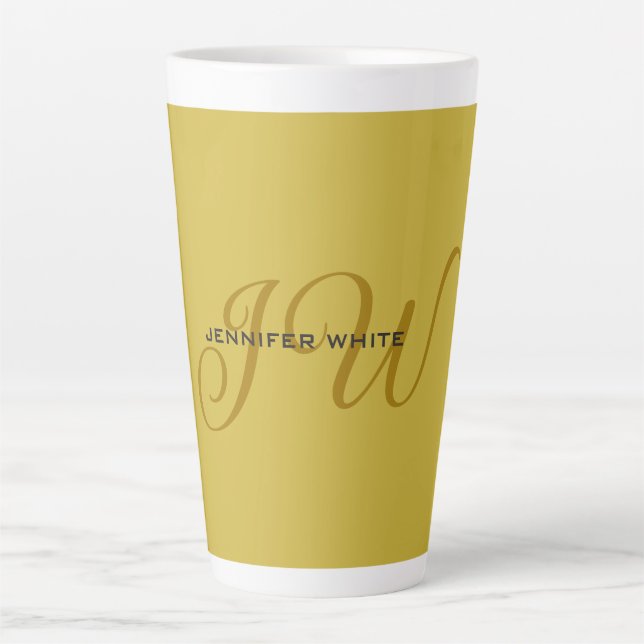 Monogram Gold Color Schlicht Modern Minimalistisch Milchtasse (Vorderseite)