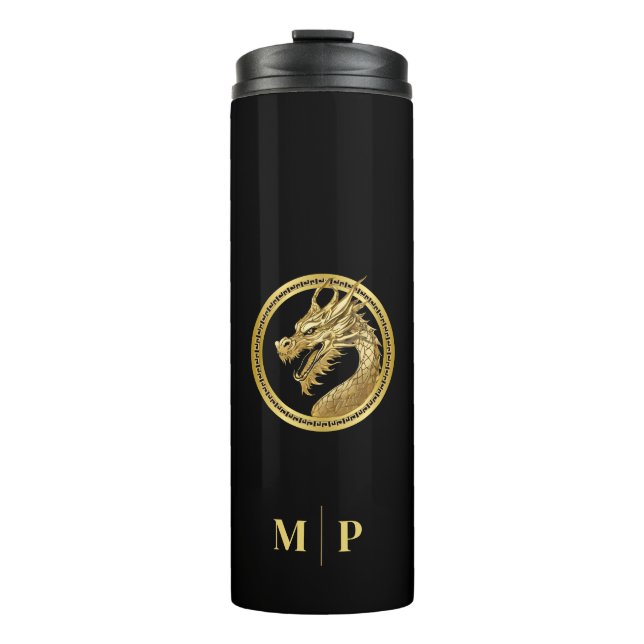 Monogram Gold Dragon- Thermosbecher (Vorderseite)