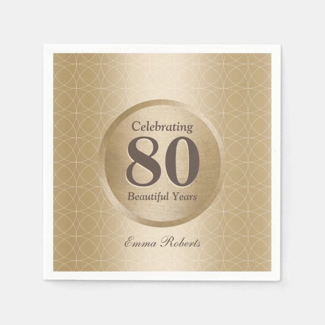 Monogram Gold Elegant der 80th Birthday Party Serviette (Vorderseite)