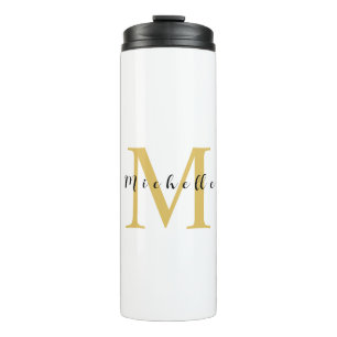 Monogram Gold Farbe Ihr Name Sondergeschenk Gelieb Thermosbecher