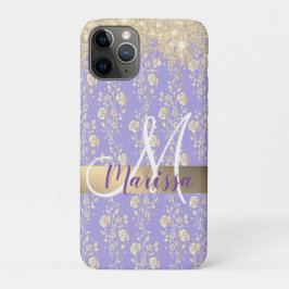 Monogram Gold Floral on Lavender Case-Mate iPhone Hülle