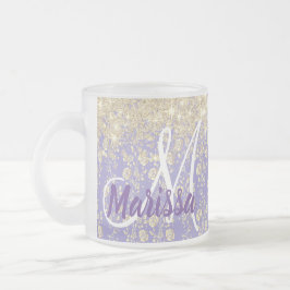 Monogram Gold Floral on Lavender Mattglastasse