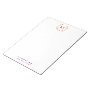 Monogram Gold Foil Laurel & Spade Notizblock