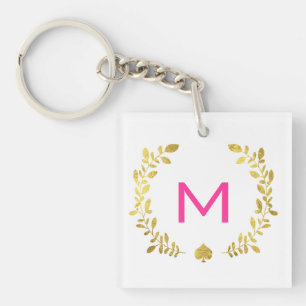 Monogram Gold Foil Laurel & Spade Schlüsselanhänger
