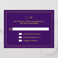 Monogram Gold Foil Lila Wedding RSVP Card