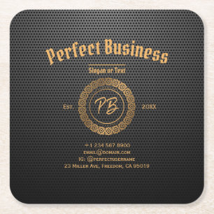 Monogram Gold Frame Black Beruflich Luxus Chic Rechteckiger Pappuntersetzer