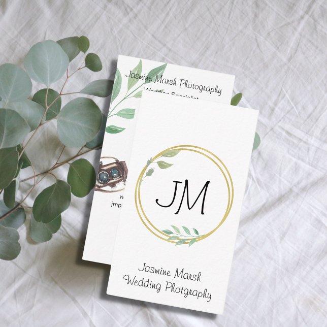 Monogram Gold Frame Fotograf QR Vertikal Visitenkarte (Von Creator hochgeladen)