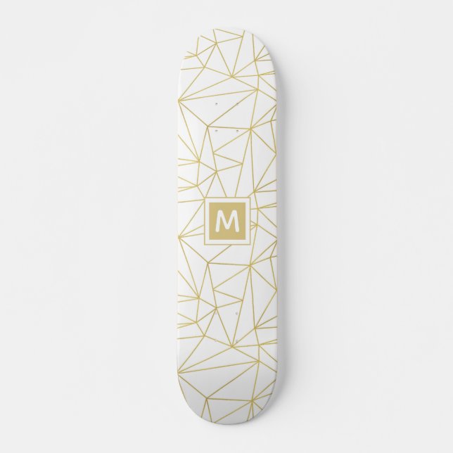 Monogram Gold Geometric Abstrakt Pattern Skateboard (Vorne)