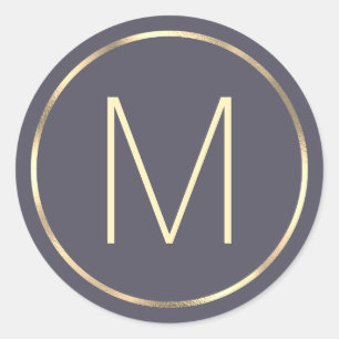 Monogram Gold Grau Runder Aufkleber