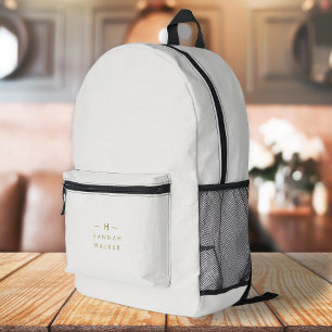 Monogram Gold Gray Minimalistisch Elegant modern Bedruckter Rucksack