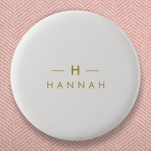 Monogram Gold Gray Minimalistisch Elegant modern Button