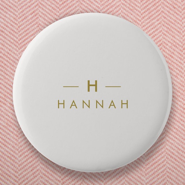 Monogram Gold Gray | Minimalistisch Elegant modern Button (Von Creator hochgeladen)