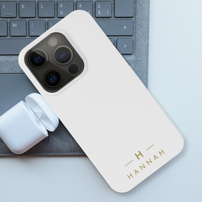 Monogram Gold Gray | Minimalistisch Elegant modern Case-Mate iPhone Hülle (Von Creator hochgeladen)