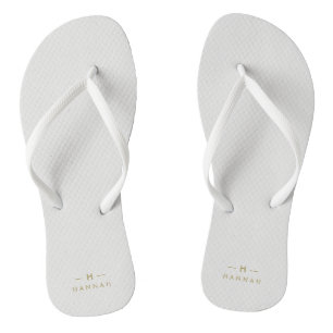 Monogram Gold Gray   Minimalistisch Elegant modern Flip Flops