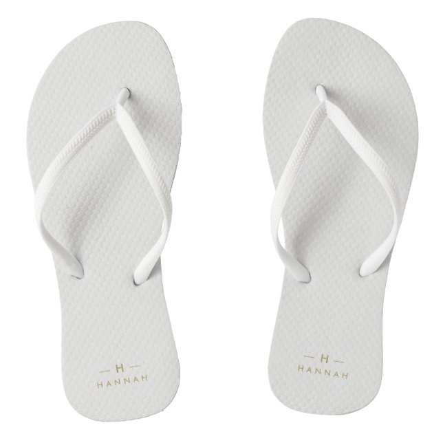Monogram Gold Gray | Minimalistisch Elegant modern Flip Flops (Fußbett)