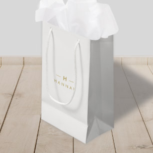 Monogram Gold Gray Minimalistisch Elegant modern Kleine Geschenktüte
