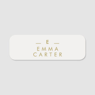Monogram Gold Gray Minimalistisch Elegant modern Namensschild