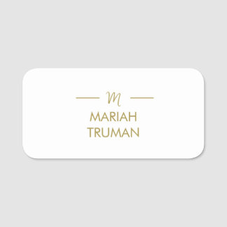 Monogram Gold Gray | Minimalistisch Elegant Modern Namensschild