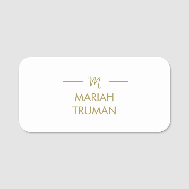 Monogram Gold Gray | Minimalistisch Elegant Modern Namensschild (Vorderseite)