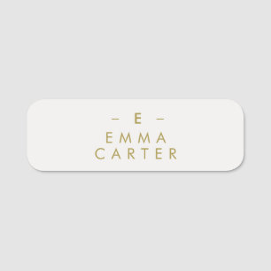 Monogram Gold Gray Minimalistisch Elegant modern Namensschild