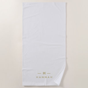 Monogram Gold Gray Minimalistisch Elegant modern Strandtuch