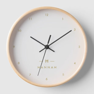 Monogram Gold Gray   Minimalistisch Elegant modern Uhr