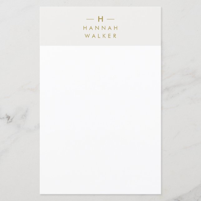 Monogram Gold Gray | Minimalistische Elegant Stati (Vorderseite)