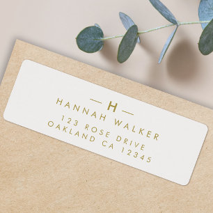 Monogram Gold Gray MINIMALISTISCHE RÜCKSENDEADRE