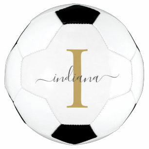 Monogram Gold Gray Script Name Modern Fußball