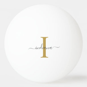 Monogram Gold Gray Script Name Moderne Familie Tischtennisball