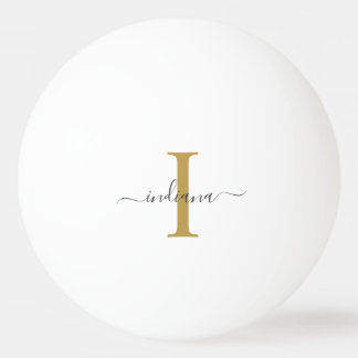 Monogram Gold Gray Script Name Moderne Familie Tischtennisball