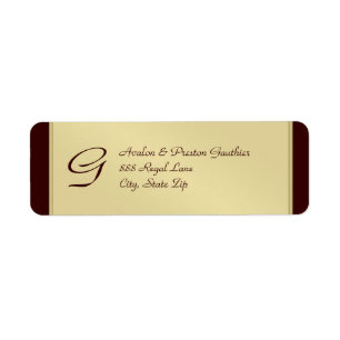 Monogram Gold Imitate Metallbraun-Adressetikett