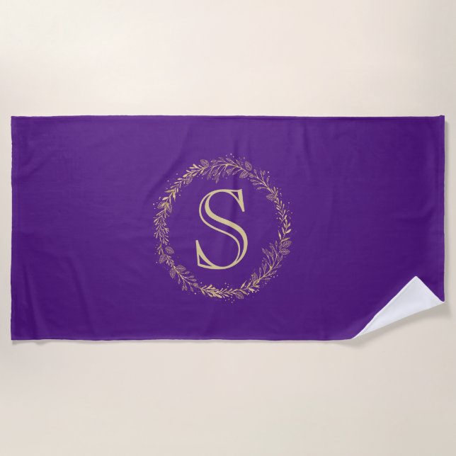 Monogram Gold Kreath Personalisiert Strandtuch (Vorderseite)