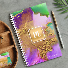 Monogram Gold lila-Graue Aquarellfarbenchic Planer