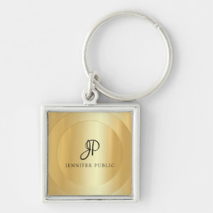 Monogram Gold Look Add Your Name Elegante Moderne Schlüsselanhänger