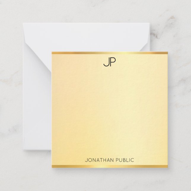 Monogram Gold Look Template Monogram Modern Simple Mitteilungskarte (Vorderseite)