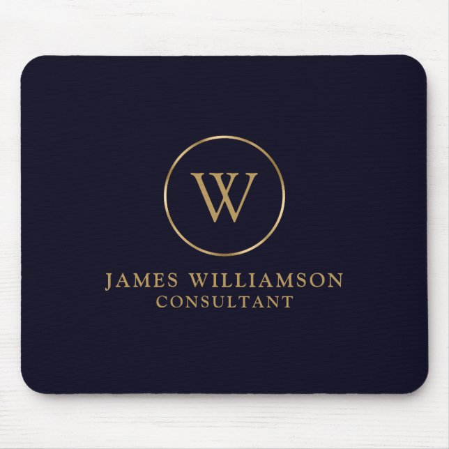 Monogram Gold Navy Business Mousepad (Vorne)