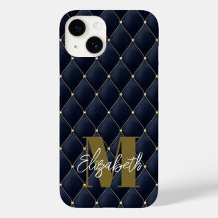 Monogram Gold Navy Muster Case-Mate iPhone 14 Hülle
