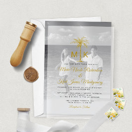 Monogram Gold Palm Tree Formal Beach Wedding