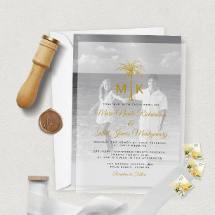 Monogram Gold Palm Tree Formal Beach Wedding