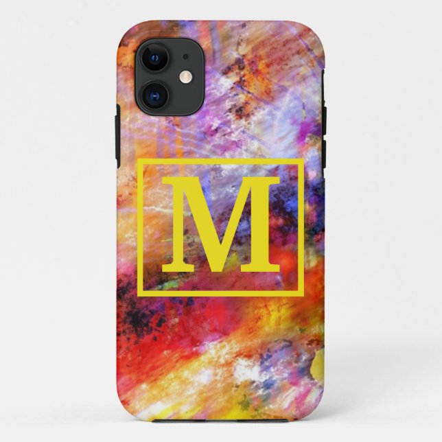Monogram Gold Red Abstrakt Art Case-Mate iPhone Hülle (Rückseite)