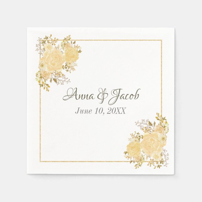 Monogram Gold Rose Wedkin Napkin Serviette (Vorderseite)