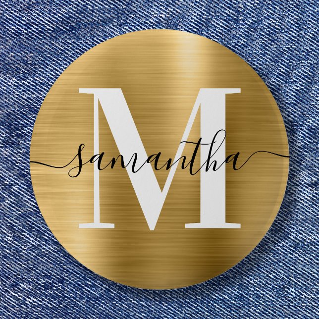 Monogram Gold Shimmer Foil Button (Signature Monogram Gold Shimmer Foil Button)